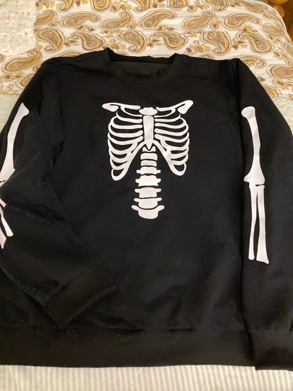 Black Skeleton Graphics Chest/Arms Crewneck Sweatshirt 2X